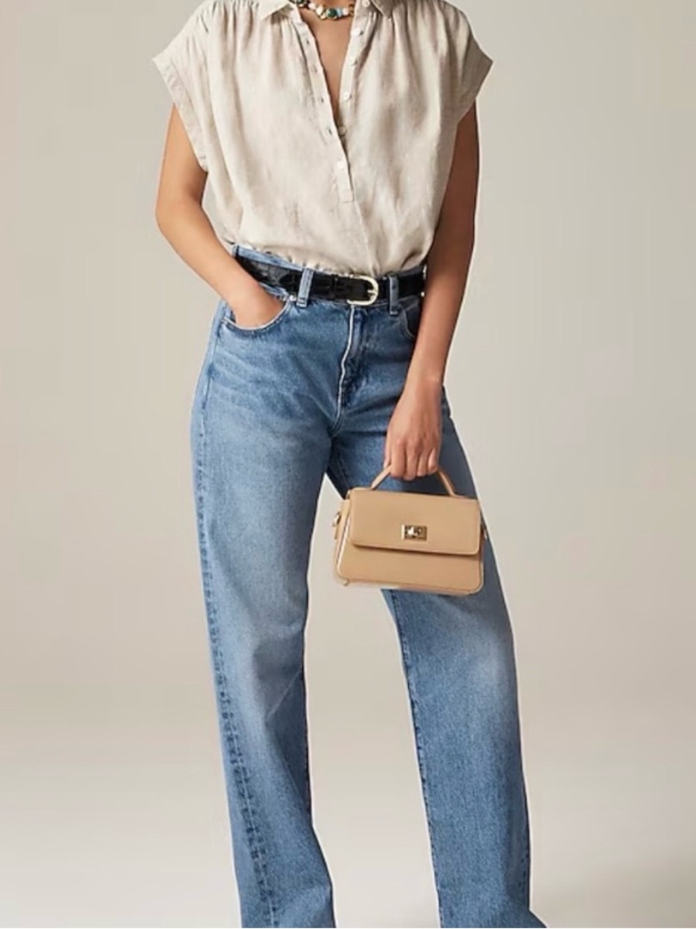 J.Crew New Capitaine shirt top in Baird McNutt Irish linen relaxed fit Sz S - Picture 2 of 9